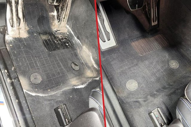 Результат удаления солевых пятен на автомобиле bmw